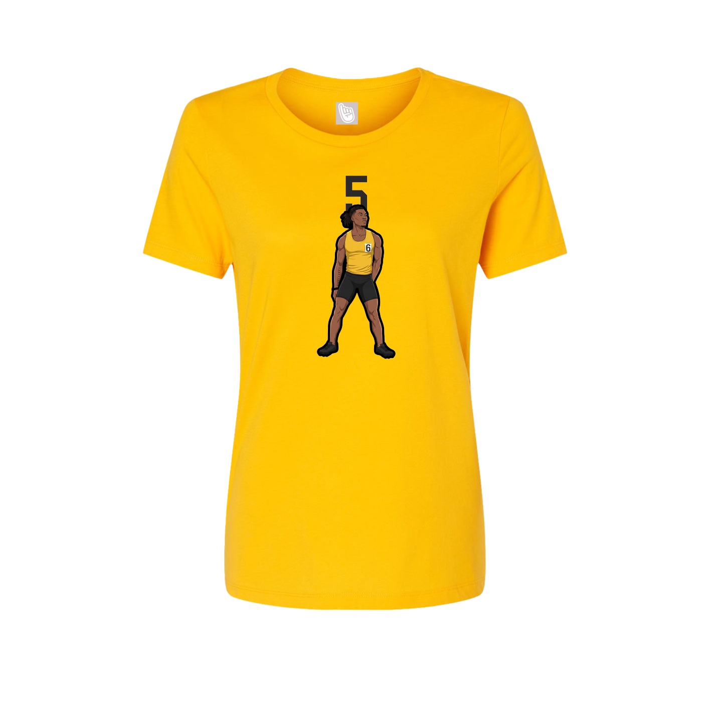 Fitted Women's Tee — Number Top in Gold