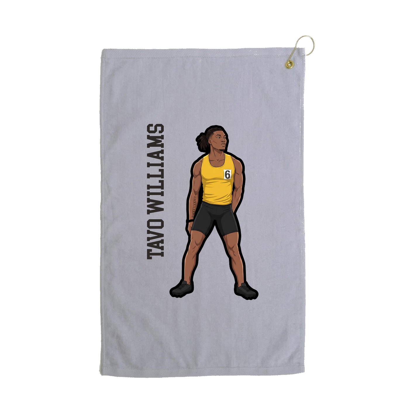 Golf Towel — Name Vertical in Grey