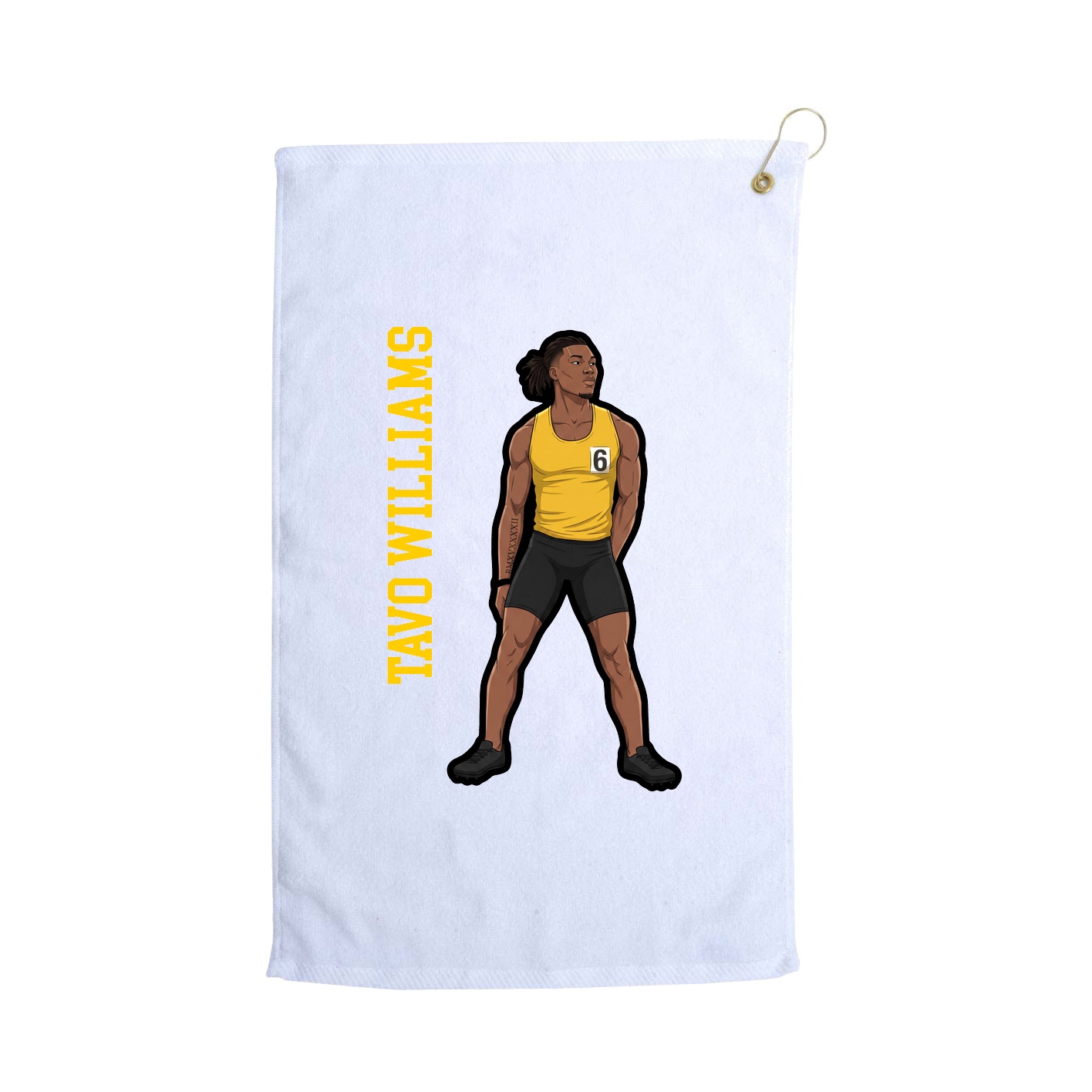 Golf Towel — Name Vertical in White