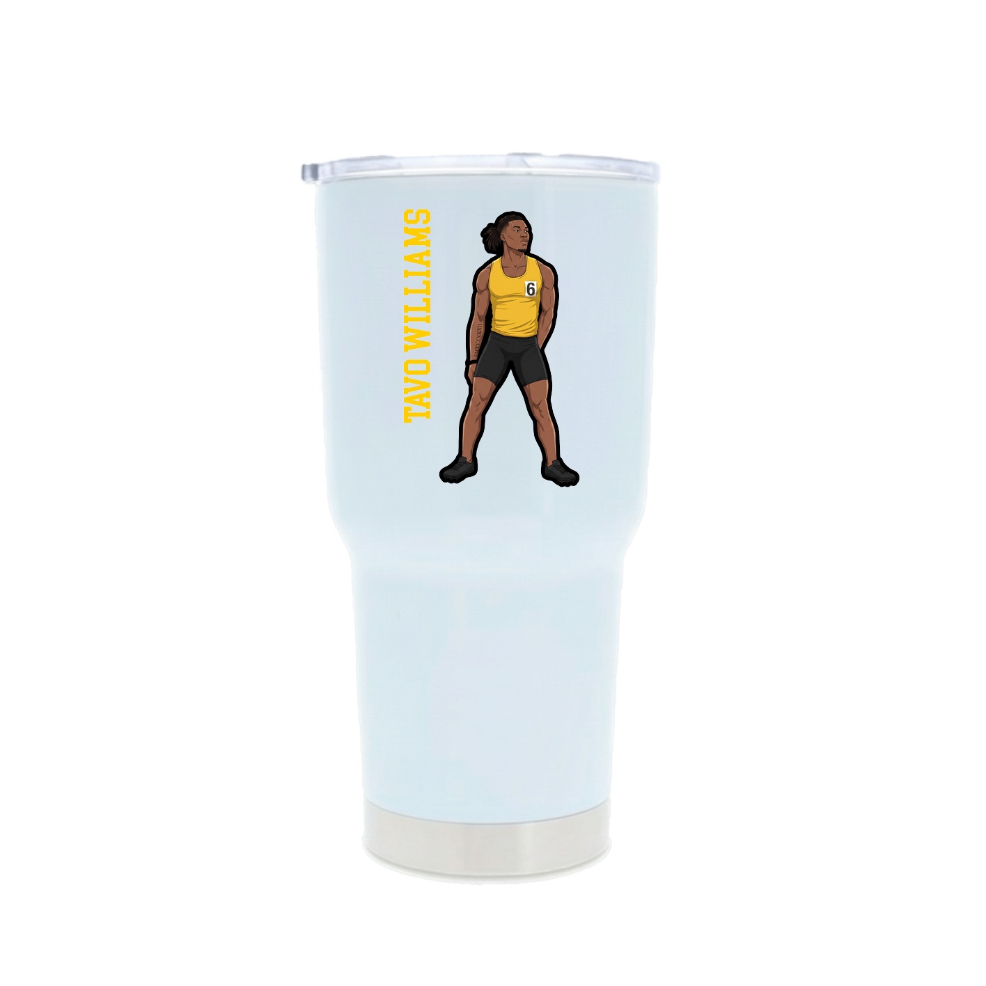 30oz Stainless Steel Tumbler — Name Vertical in White