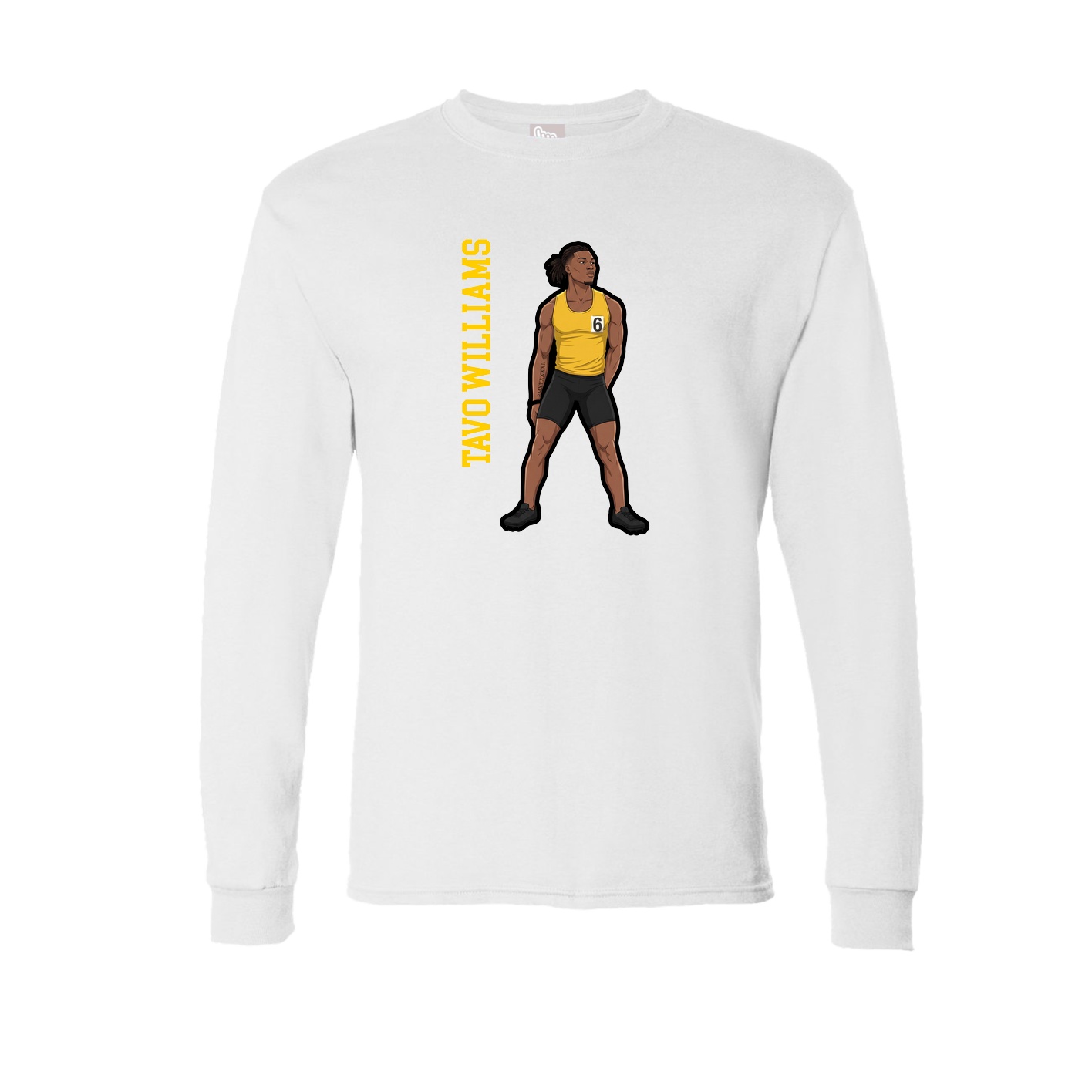 Long Sleeve Tee — Name Vertical in White