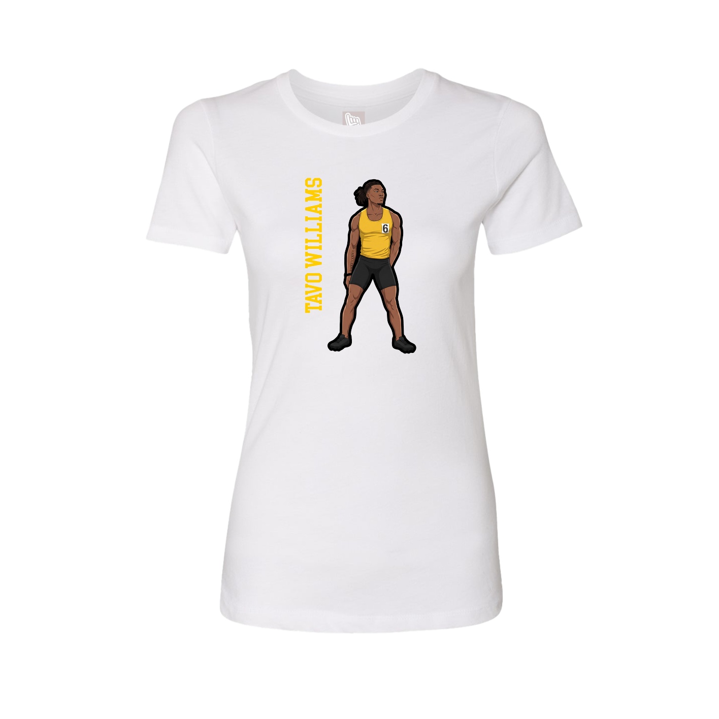 Womens Tee — Name Vertical in White