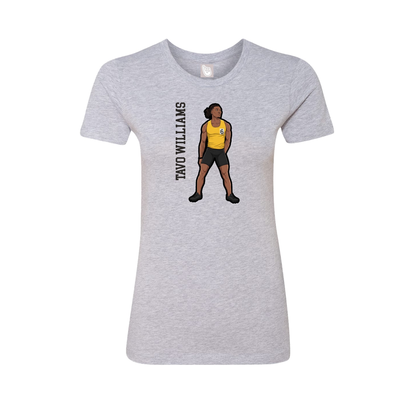 Womens Tee — Name Vertical in Grey