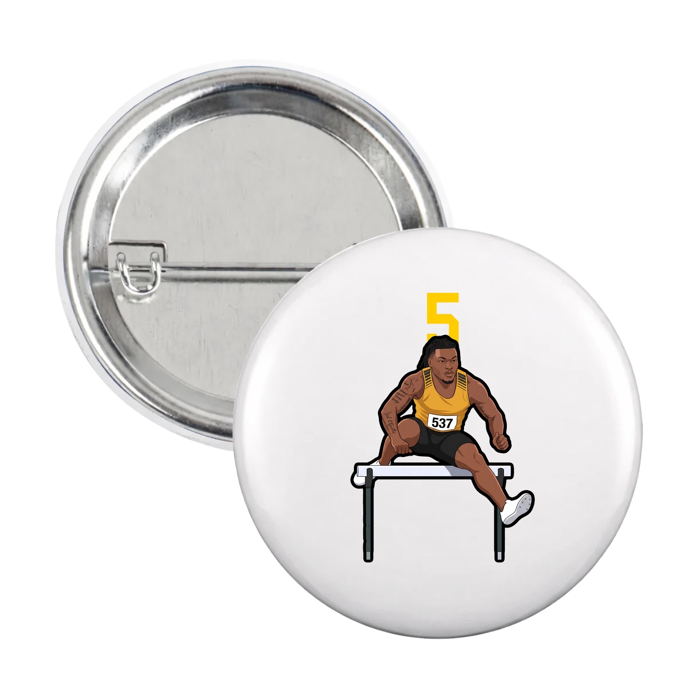 Game Day Button — Number Top in White