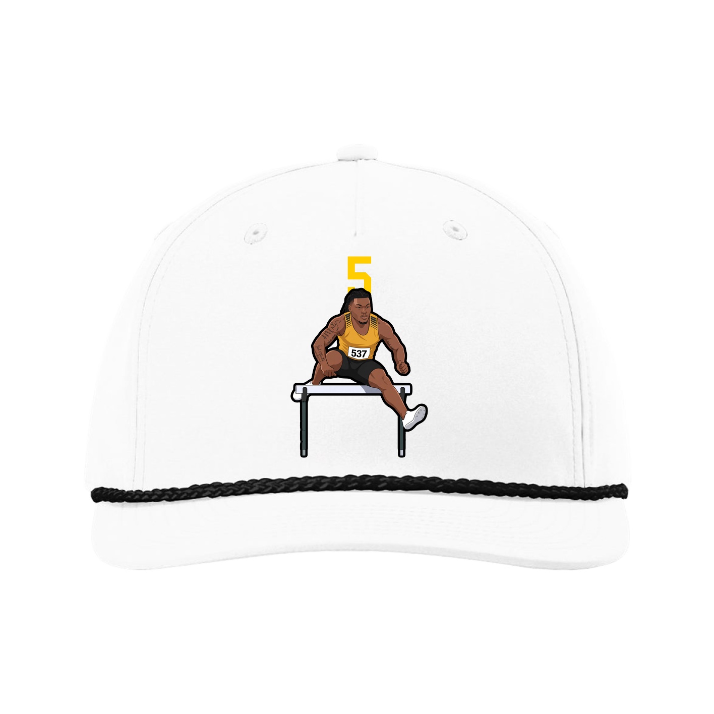 Five-Panel Classic Rope Cap — Number Top in White