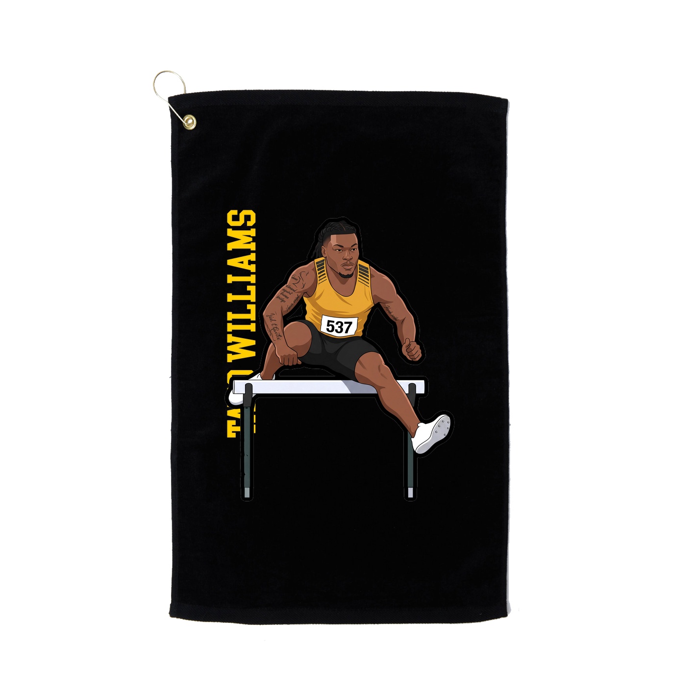 Golf Towel — Name Vertical in Black