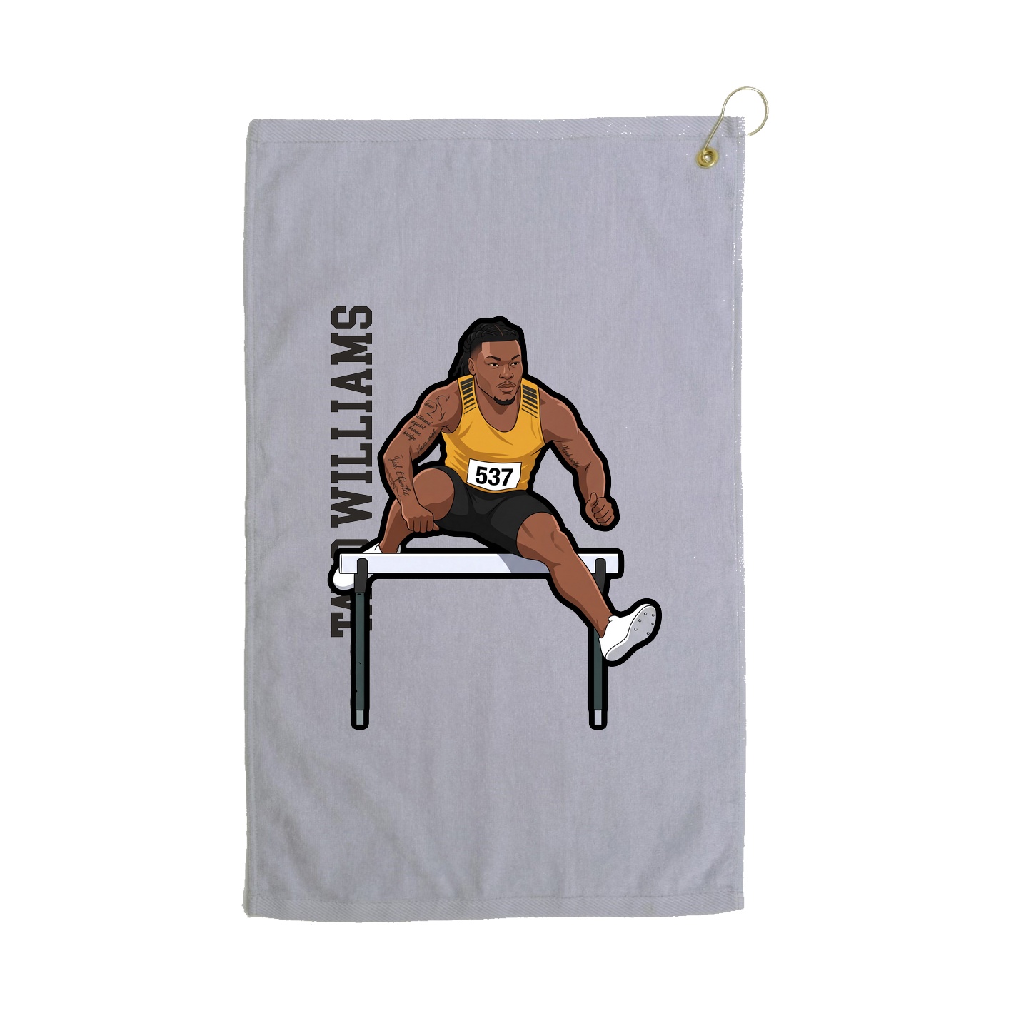 Golf Towel — Name Vertical in Grey