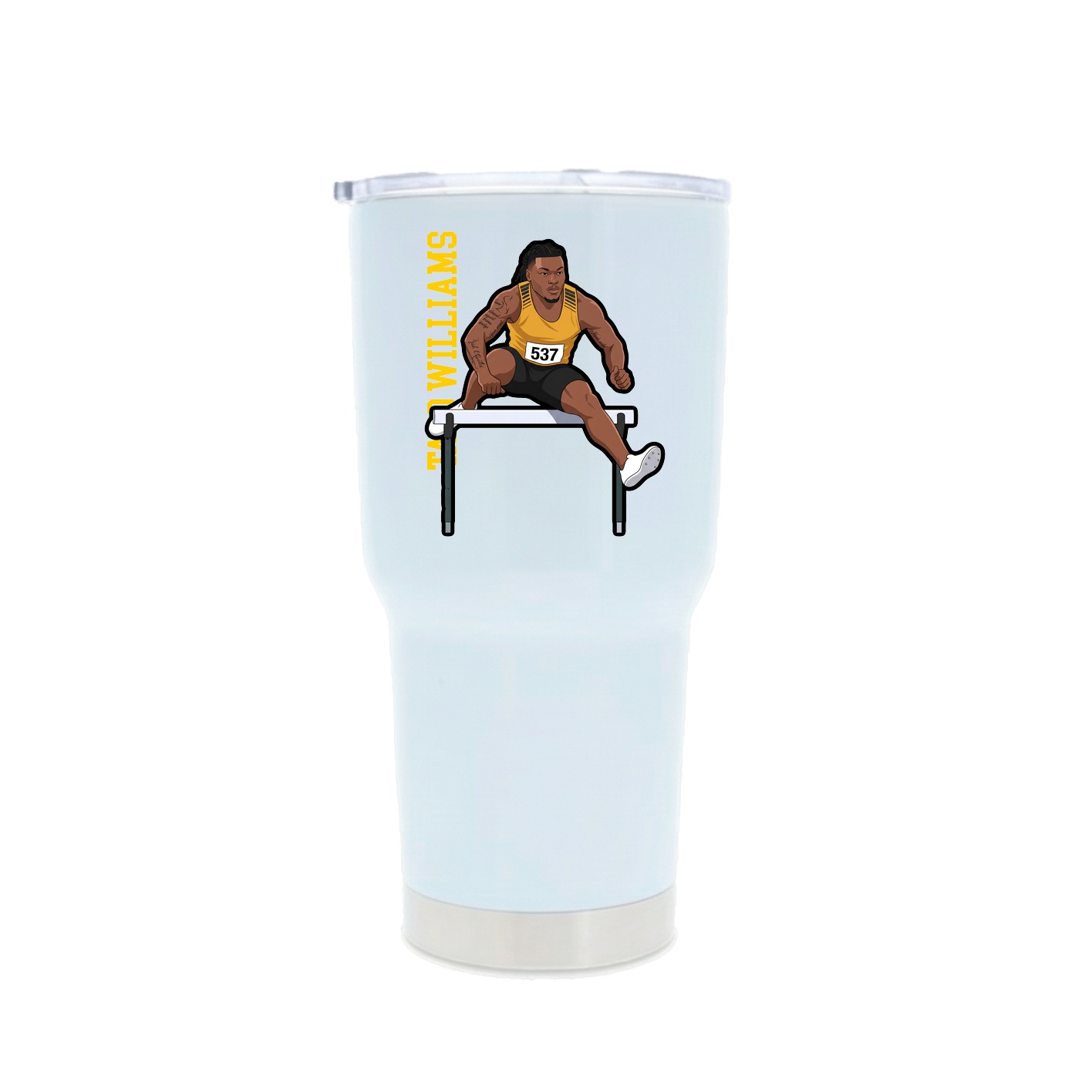 30oz Stainless Steel Tumbler — Name Vertical in White