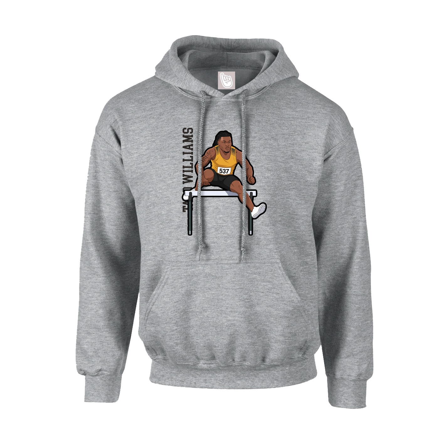 Hoodie — Name Vertical in Grey
