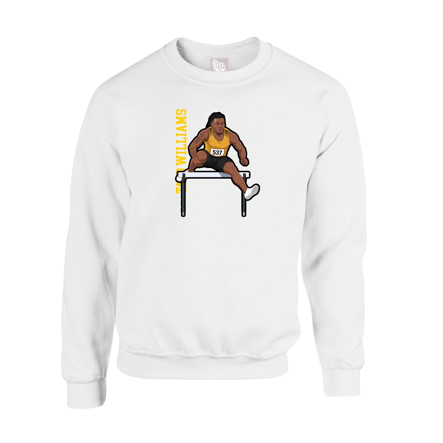 Fleece Crew — Name Vertical in White