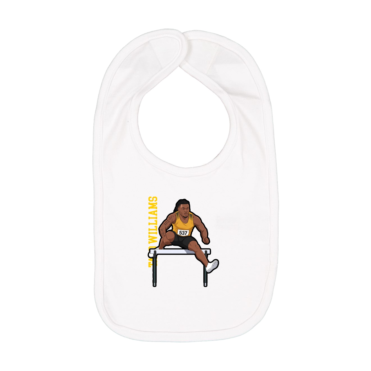 Infant Bib — Name Vertical in White