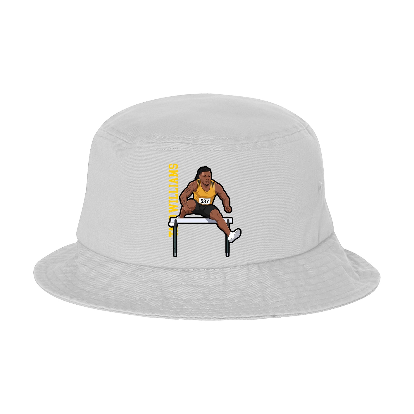 Bucket Cap — Name Vertical in White