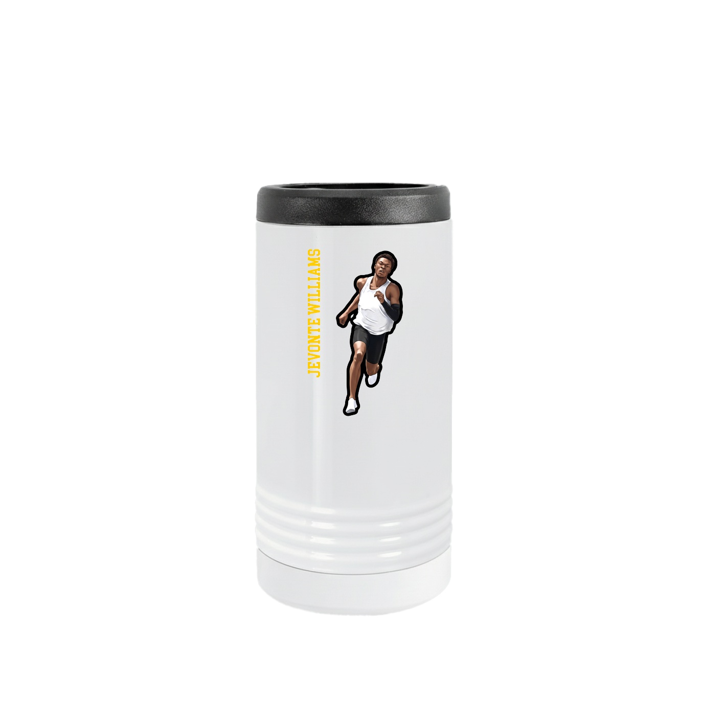 Slim Beverage Holder — Name Vertical in White