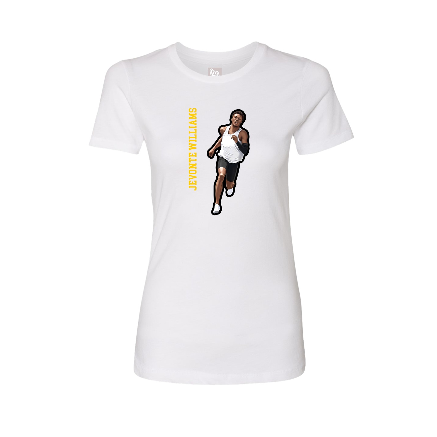 Fitted Women's Tee — Name Vertical in White