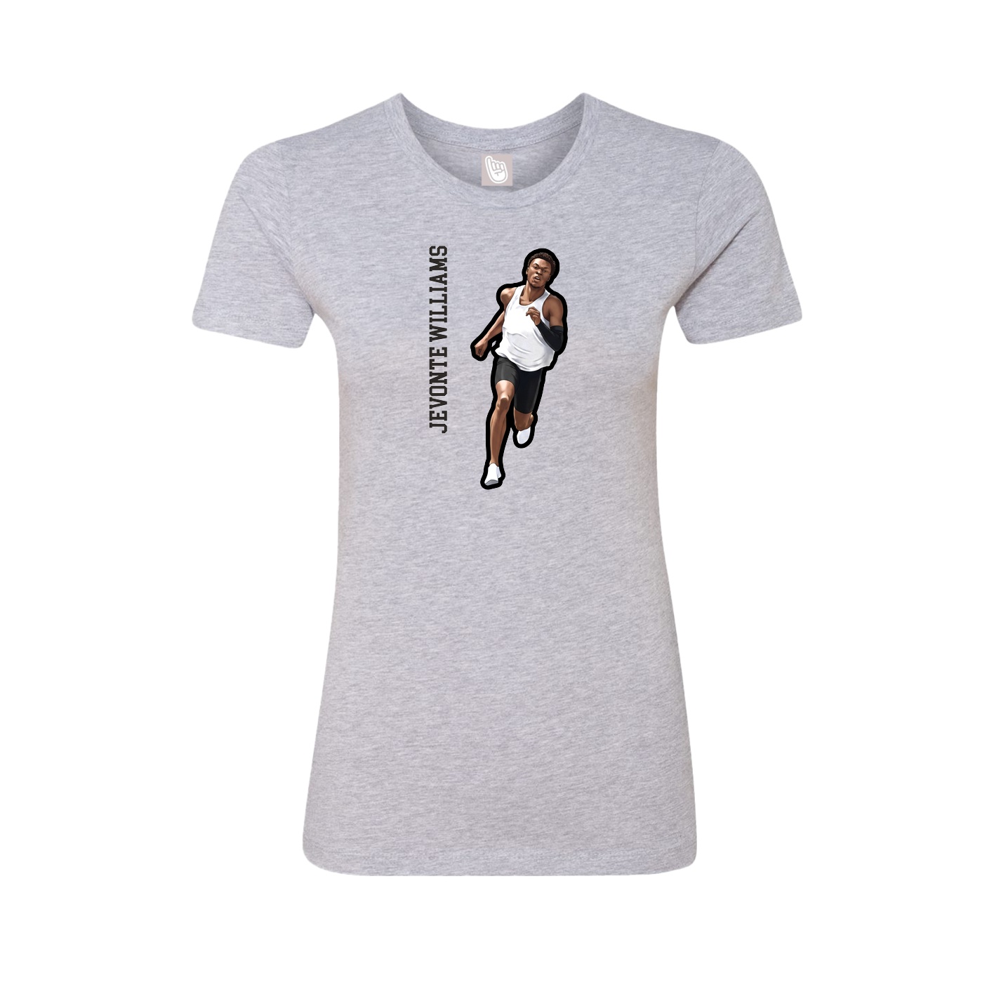Womens Tee — Name Vertical in Grey