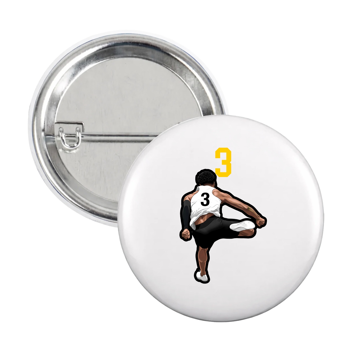 Game Day Button — Number Top in White