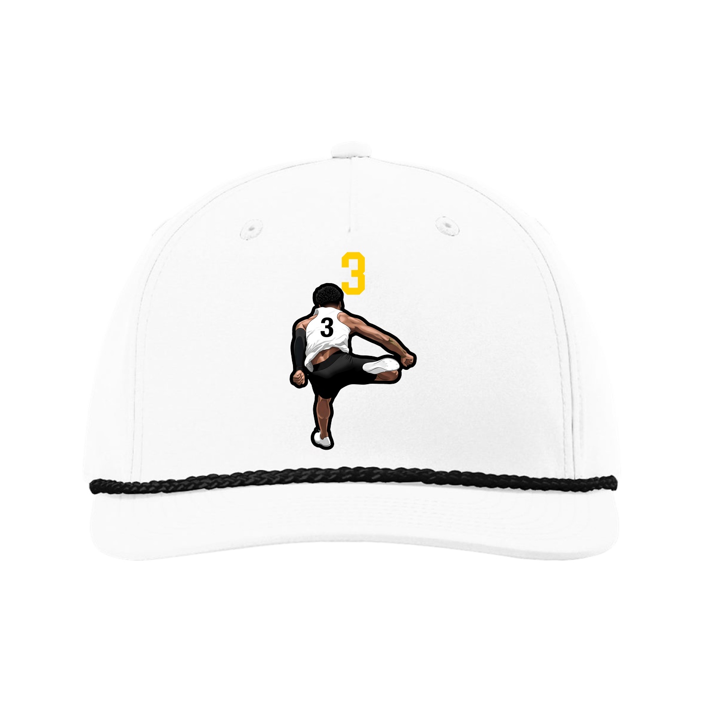 Five-Panel Classic Rope Cap — Number Top in White