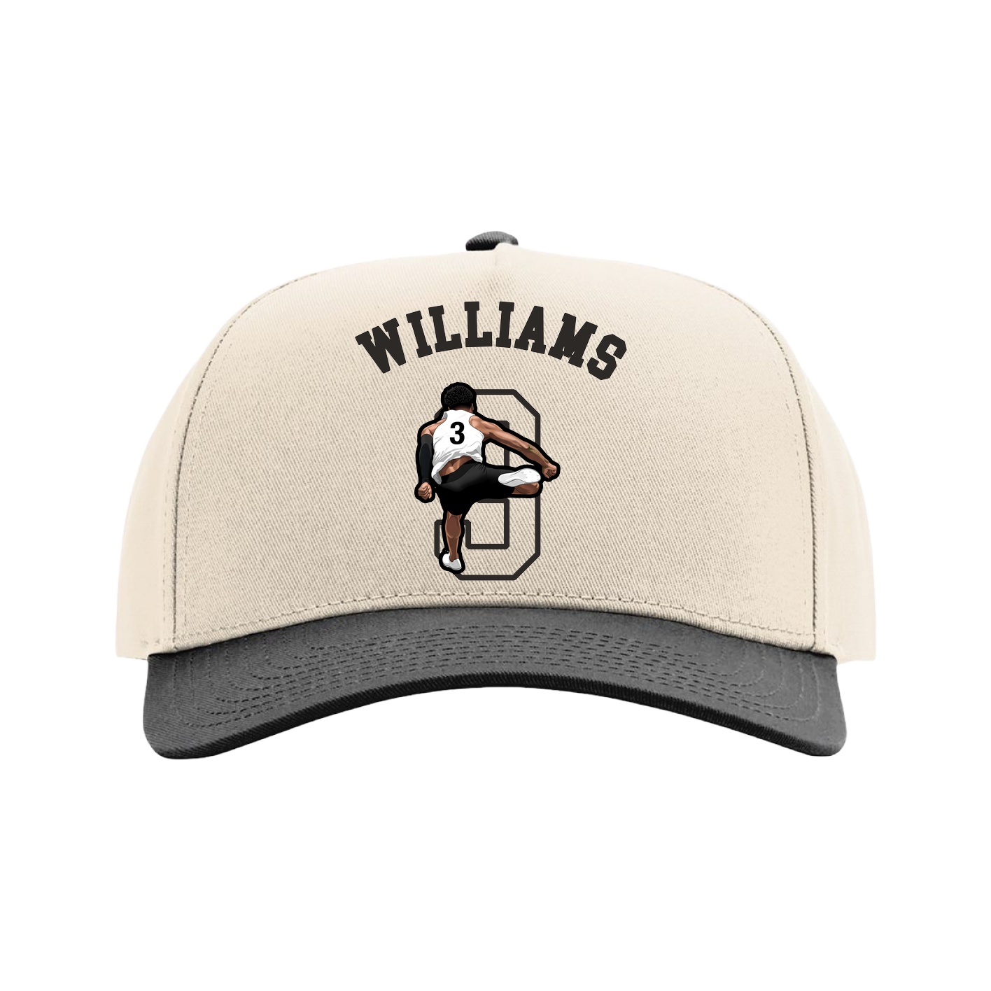 Full Fabric Five-Panel Champ Cap — Shirsey Arch in Cream/Black
