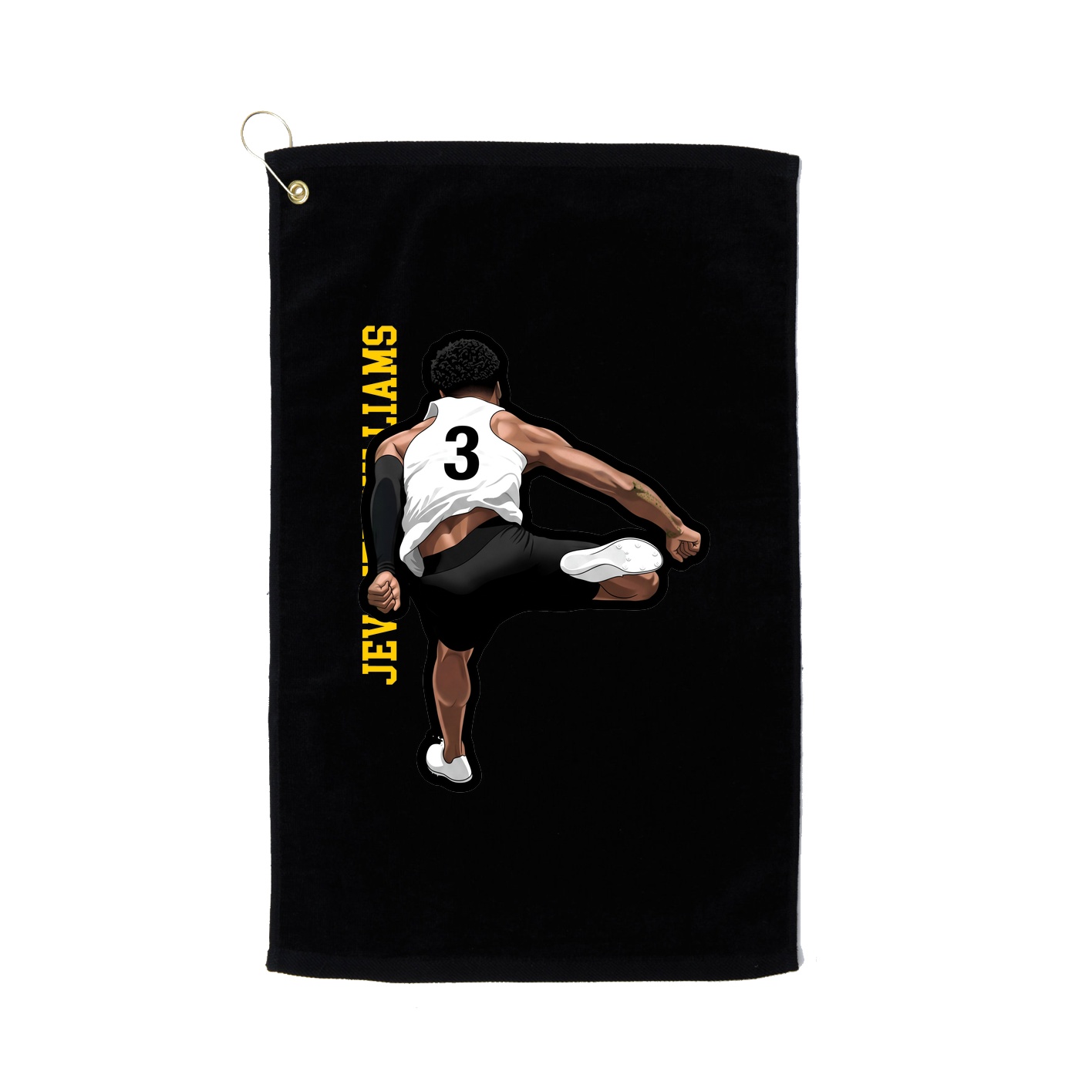 Golf Towel — Name Vertical in Black