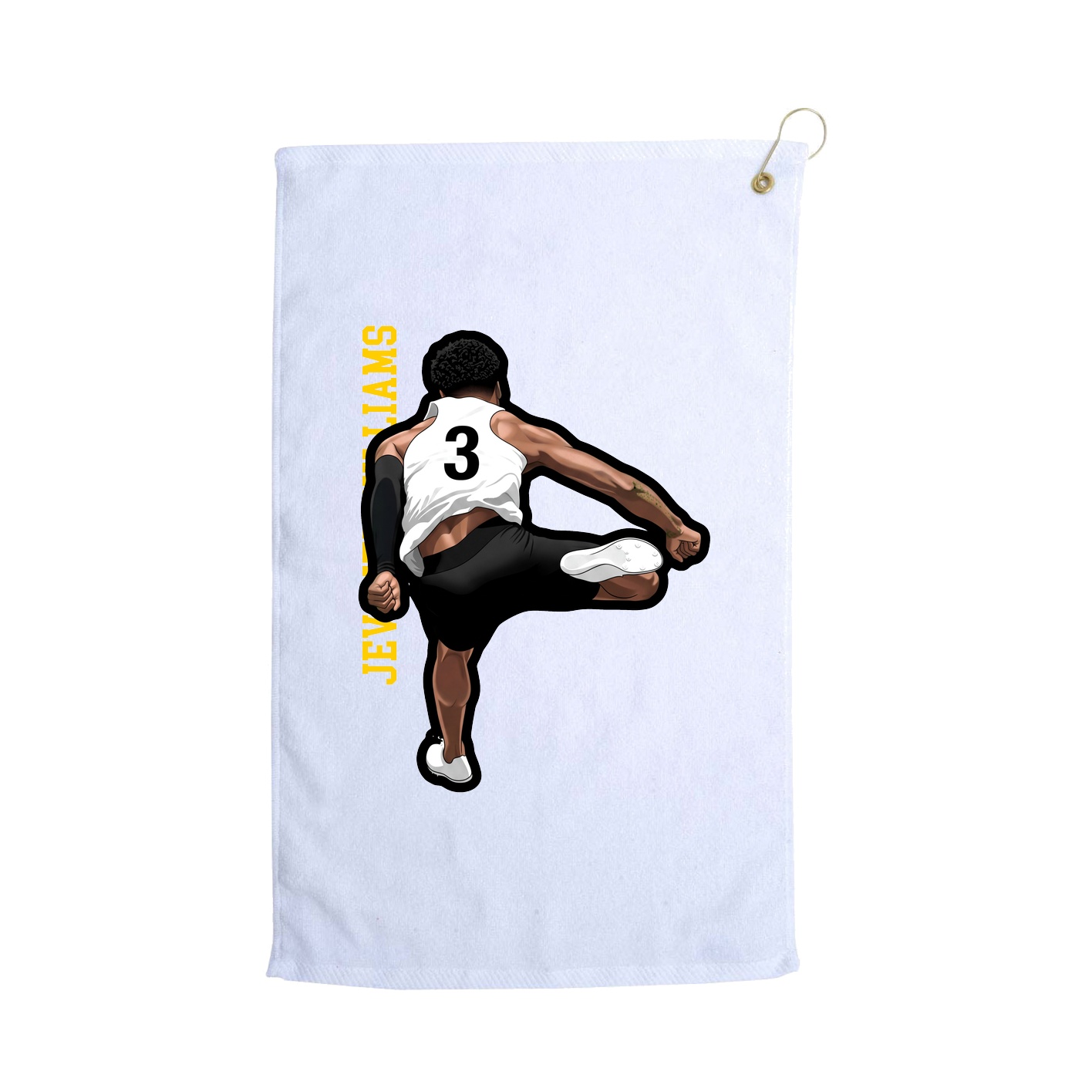 Golf Towel — Name Vertical in White