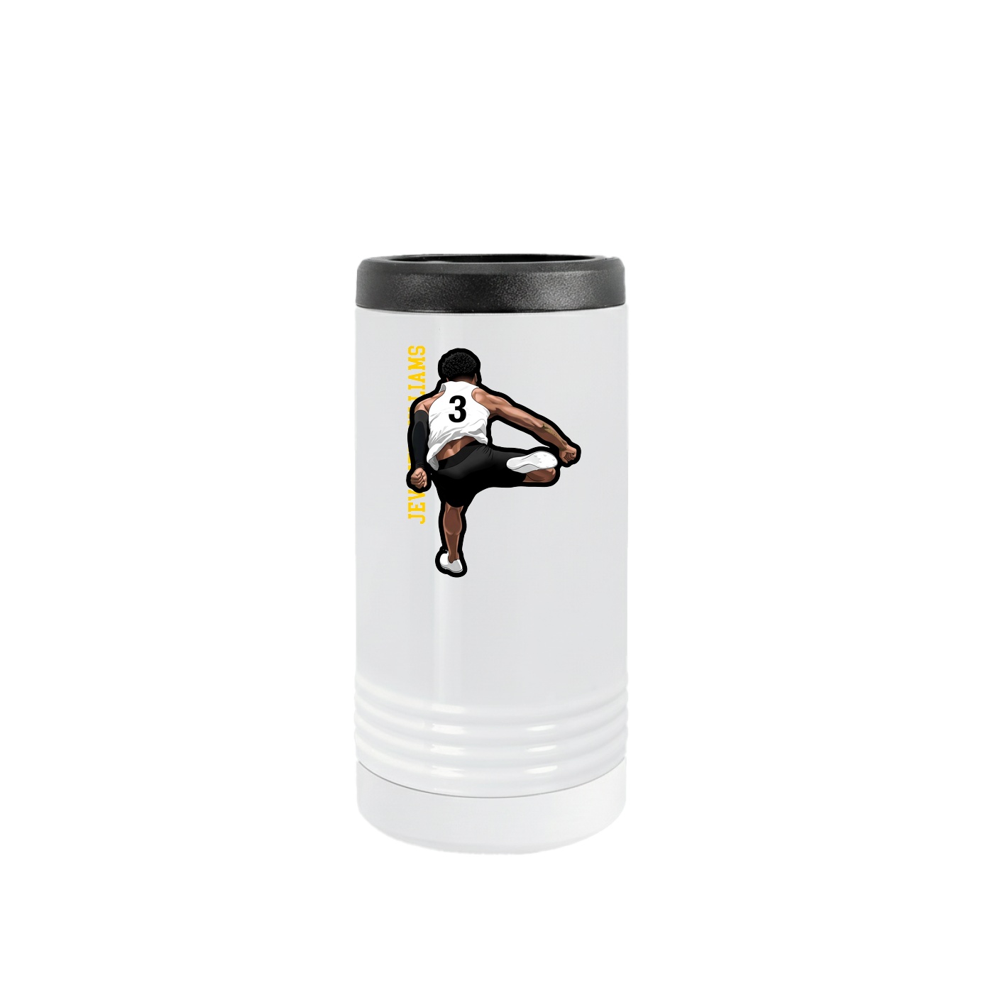 Slim Beverage Holder — Name Vertical in White