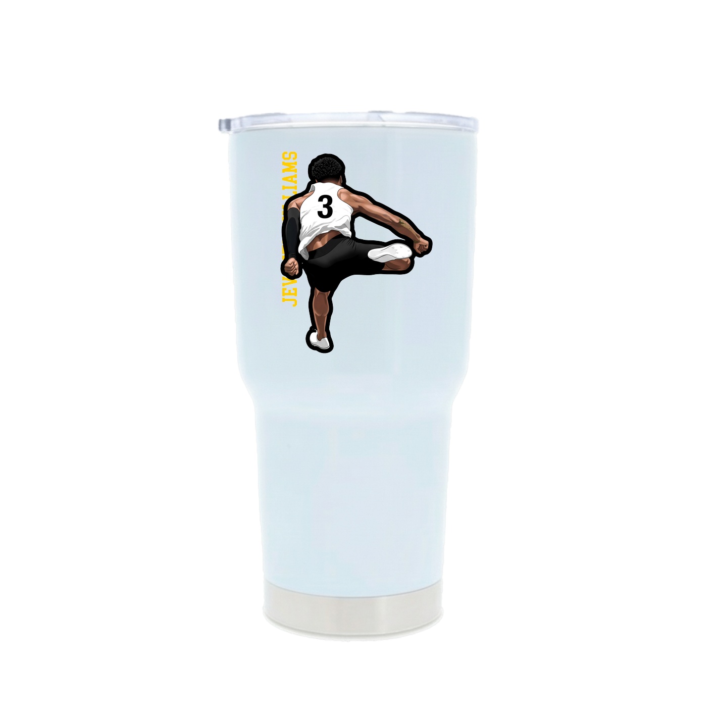30oz Stainless Steel Tumbler — Name Vertical in White