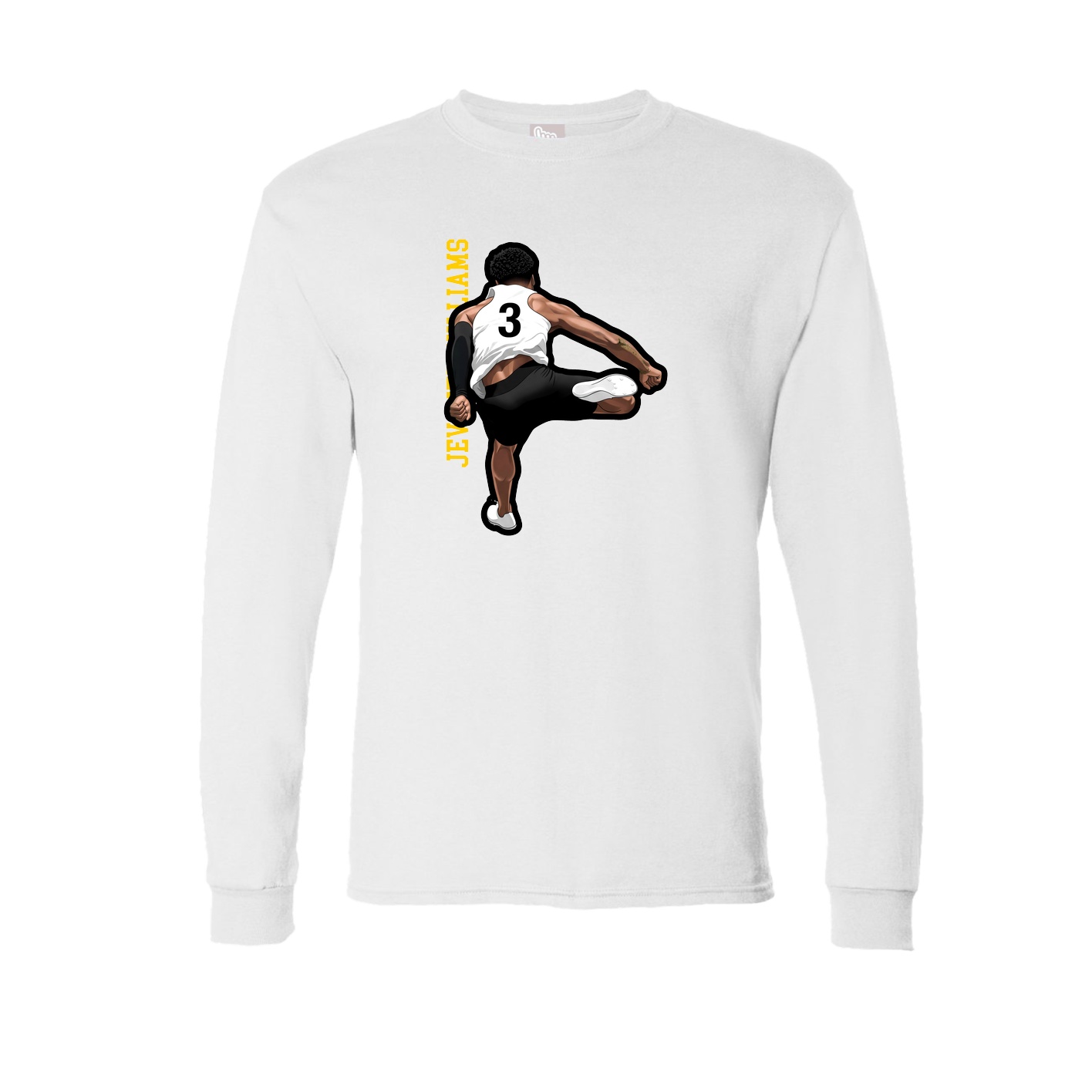 Long Sleeve Tee — Name Vertical in White