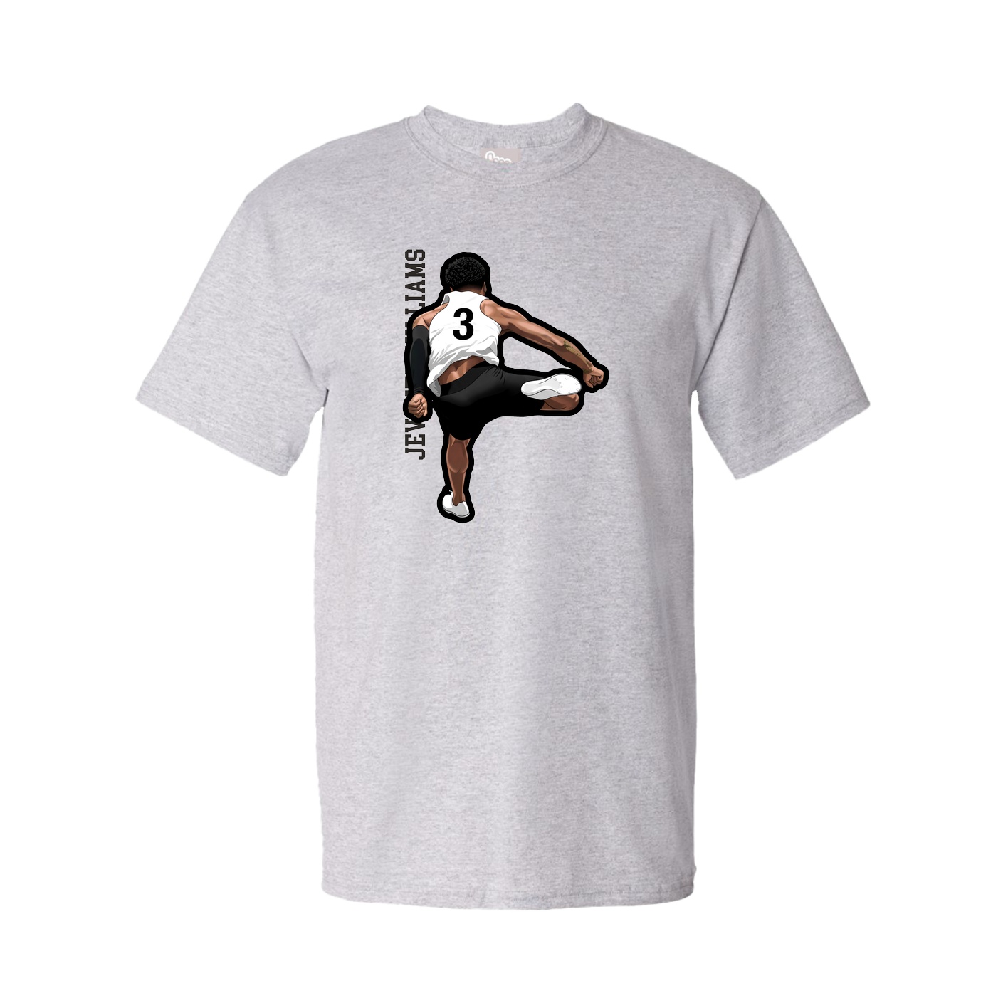 Youth Tee — Name Vertical in Grey