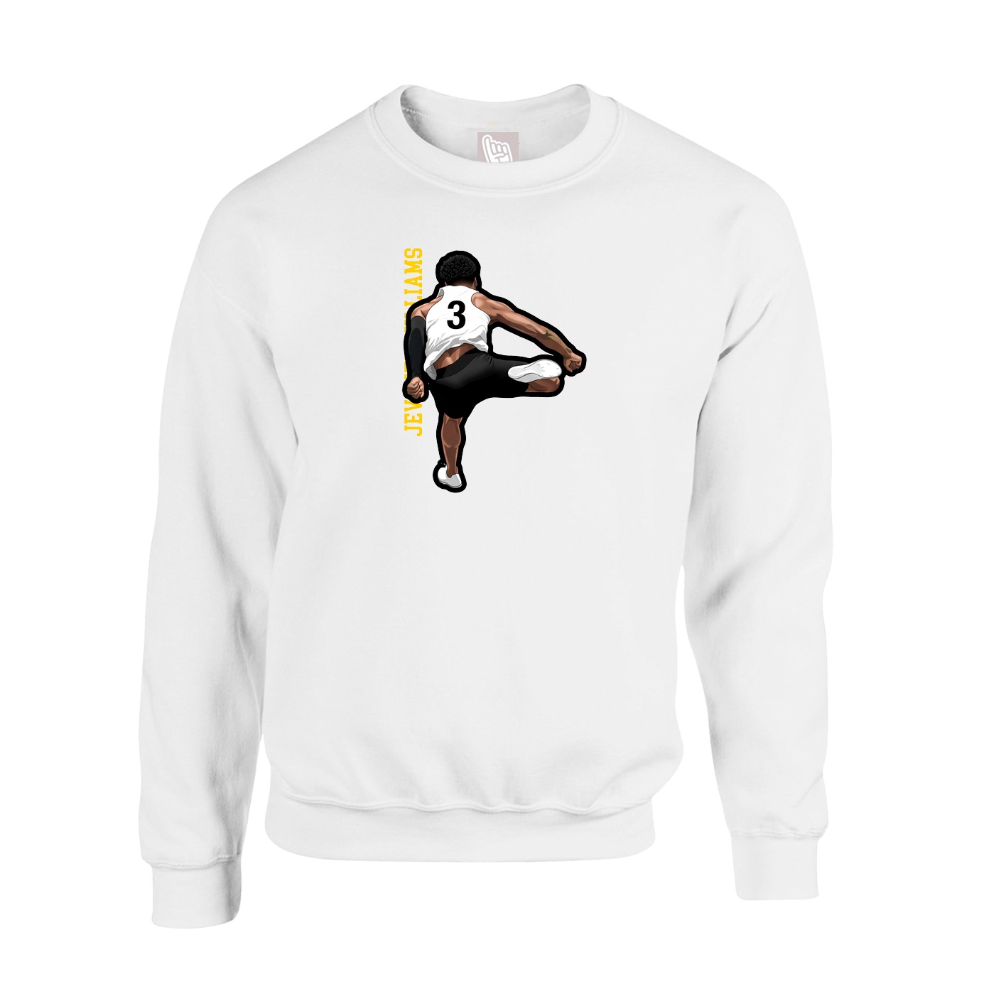Fleece Crew — Name Vertical in White