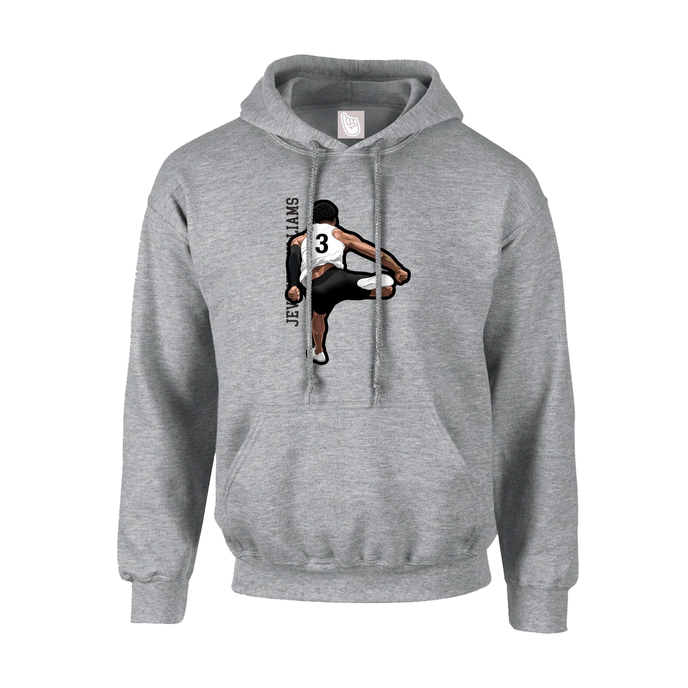 Youth Hoodie — Name Vertical in Grey