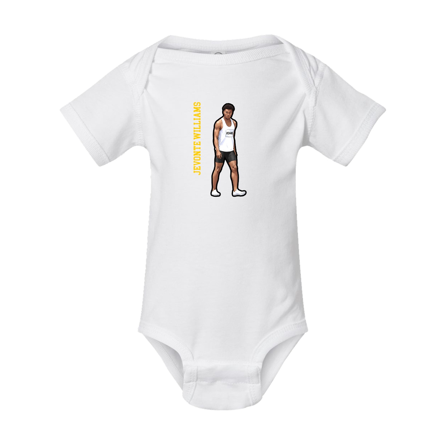 Baby Onesie — Name Vertical in White