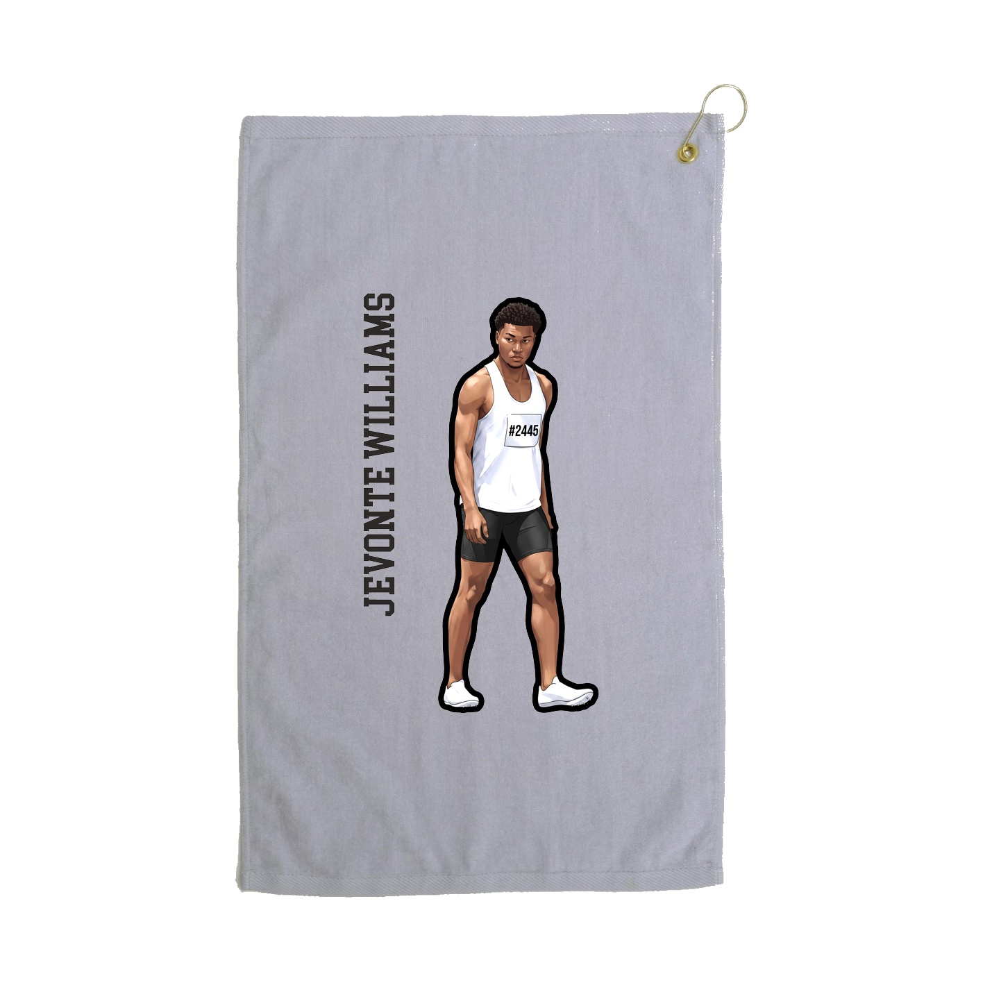 Golf Towel — Name Vertical in Grey