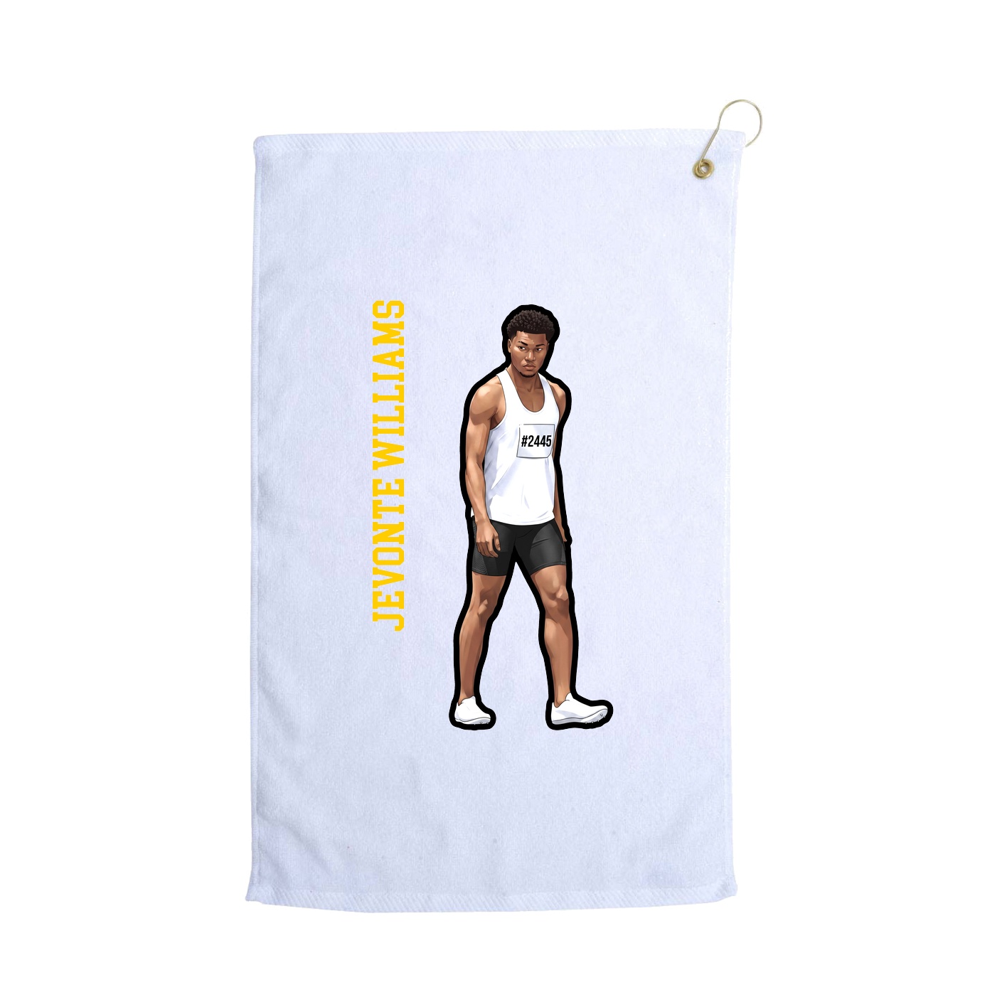 Golf Towel — Name Vertical in White
