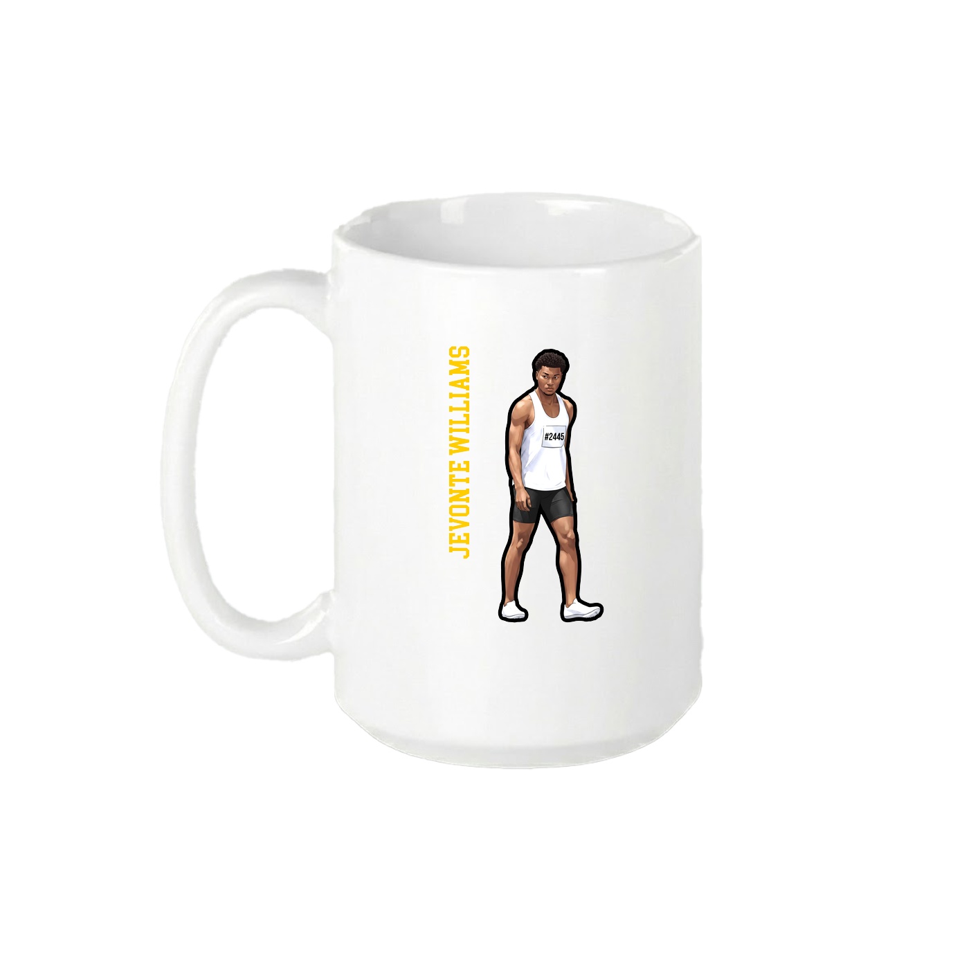 15oz Coffee Mug — Name Vertical in White
