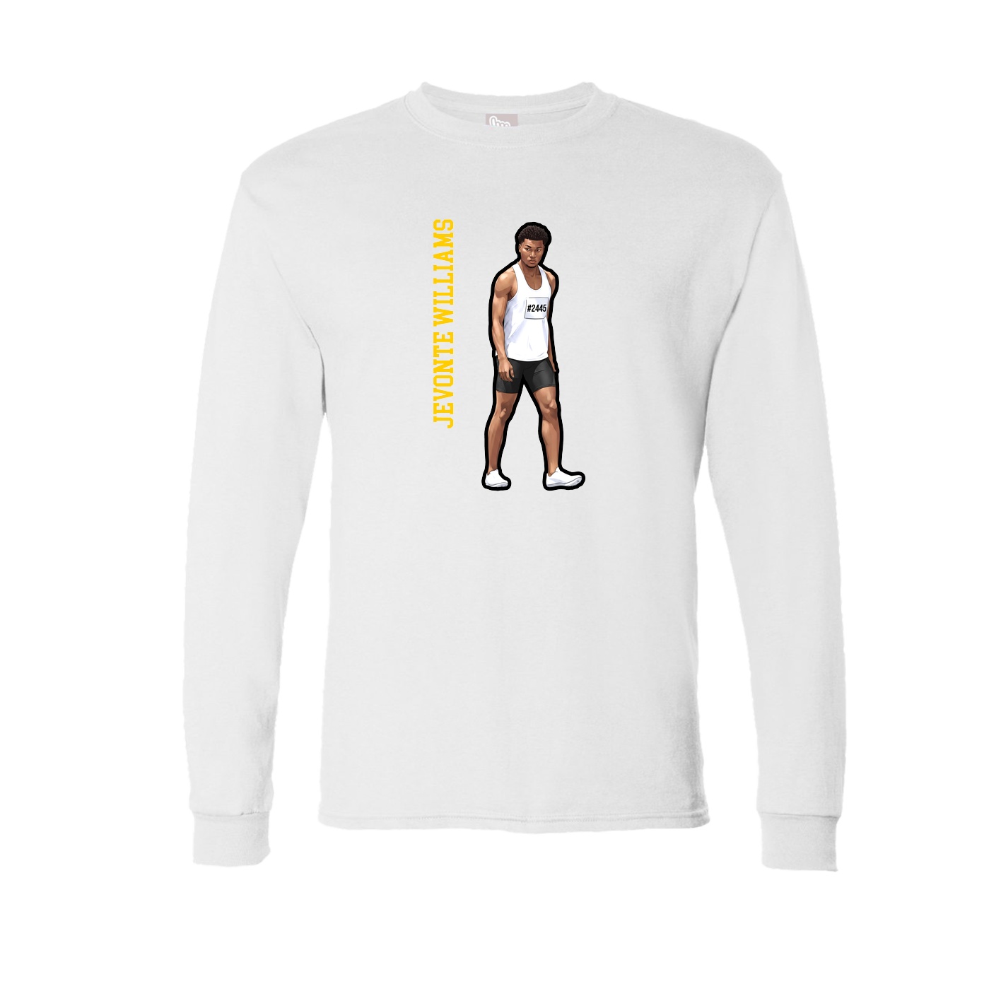 Long Sleeve Tee — Name Vertical in White