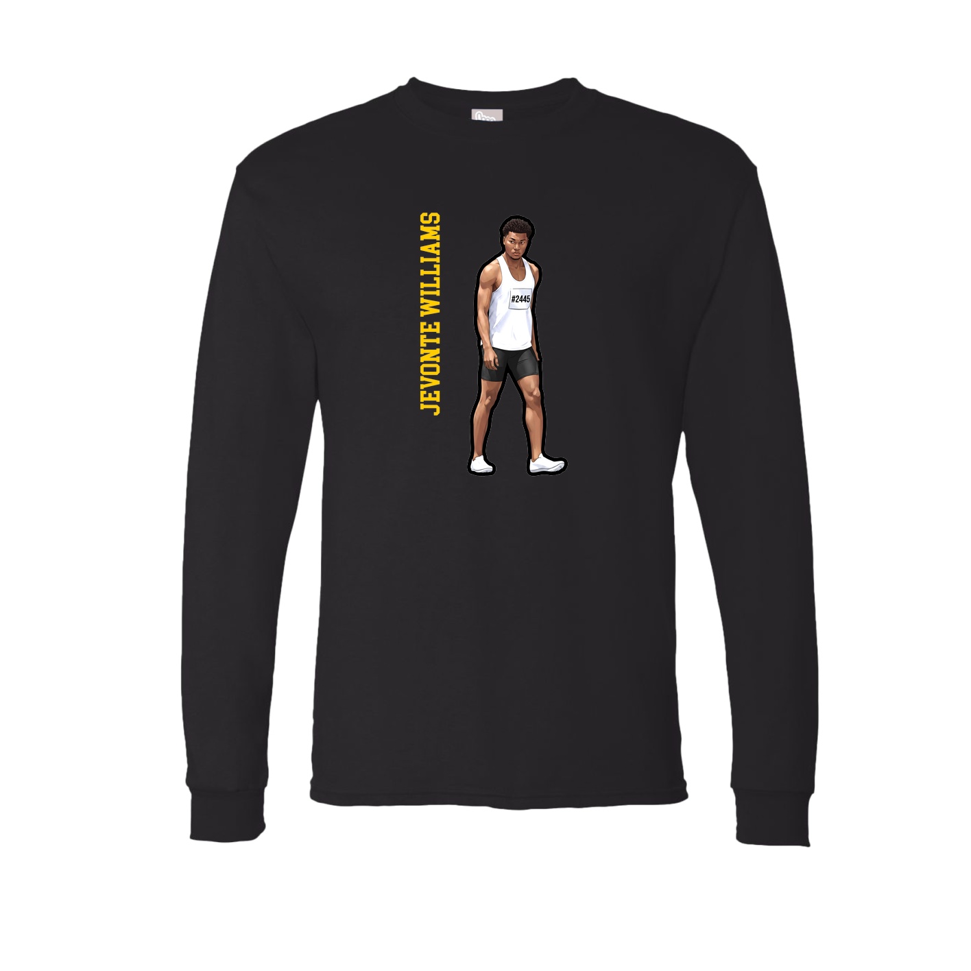 Long Sleeve Tee — Name Vertical in Black
