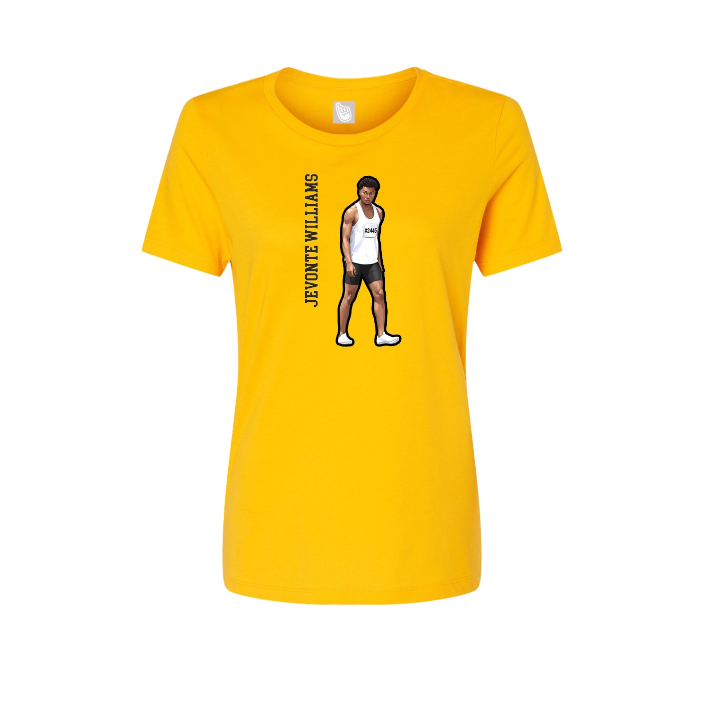 Womens Tee — Name Vertical in Gold