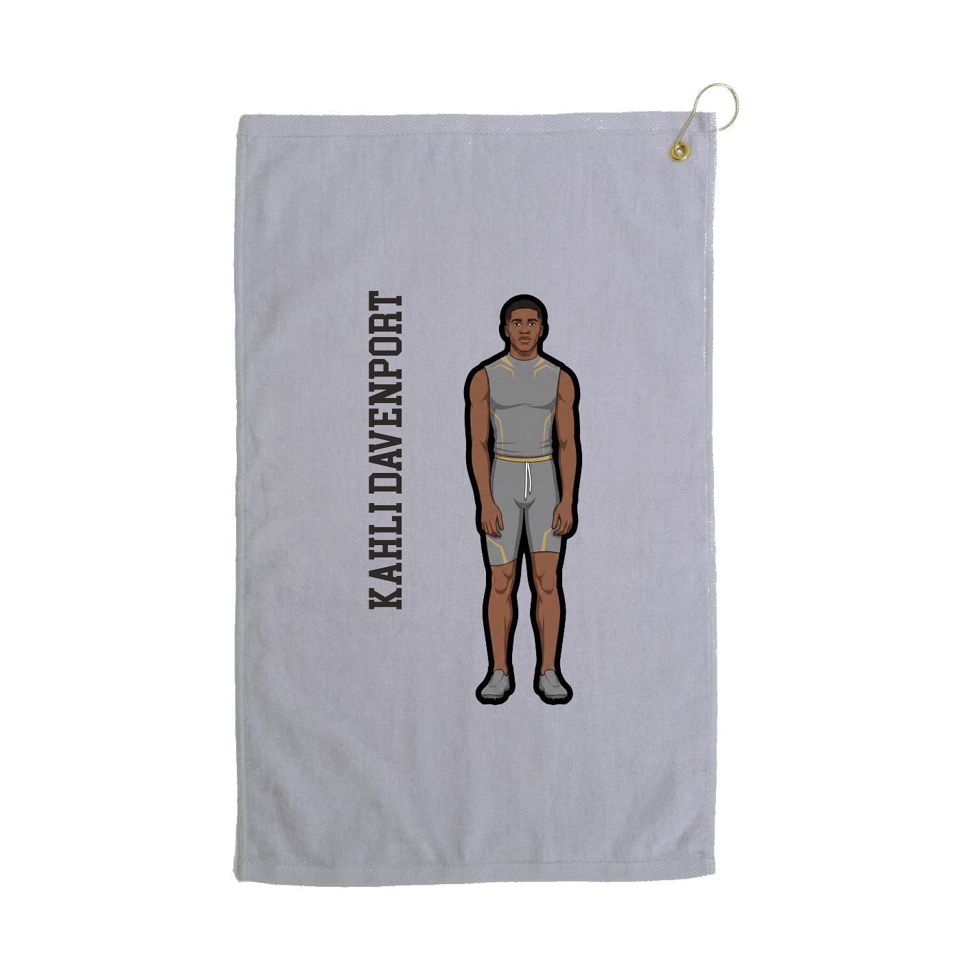 Golf Towel — Name Vertical in Grey