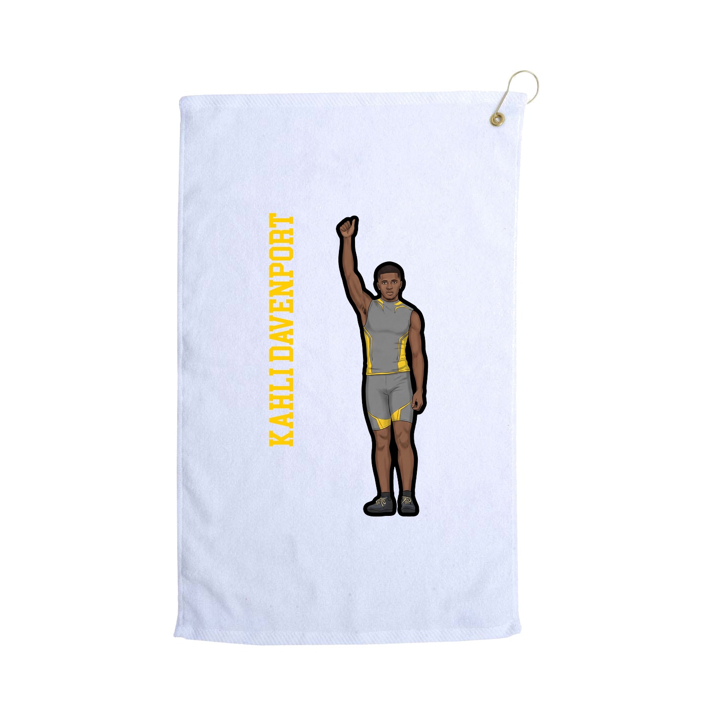 Golf Towel — Name Vertical in White