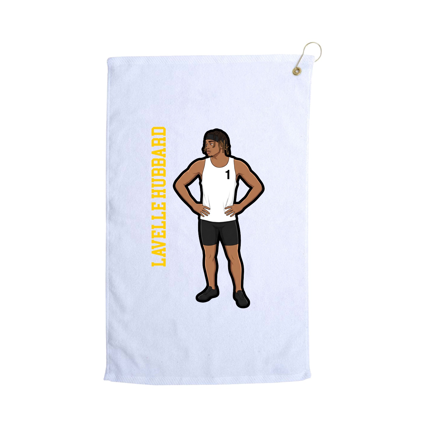 Golf Towel — Name Vertical in White