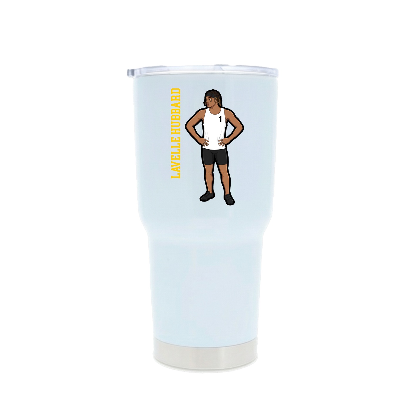 30oz Stainless Steel Tumbler — Name Vertical in White