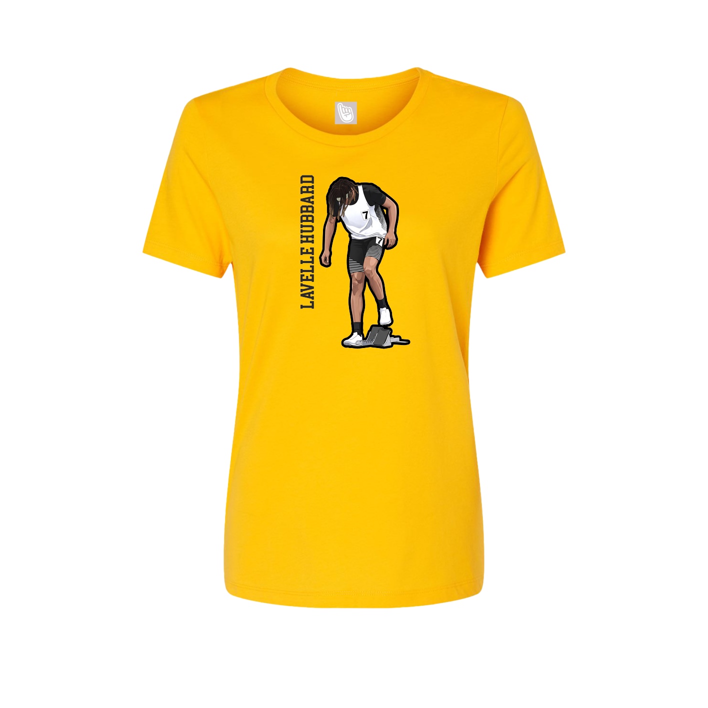 Womens Tee — Name Vertical in Gold