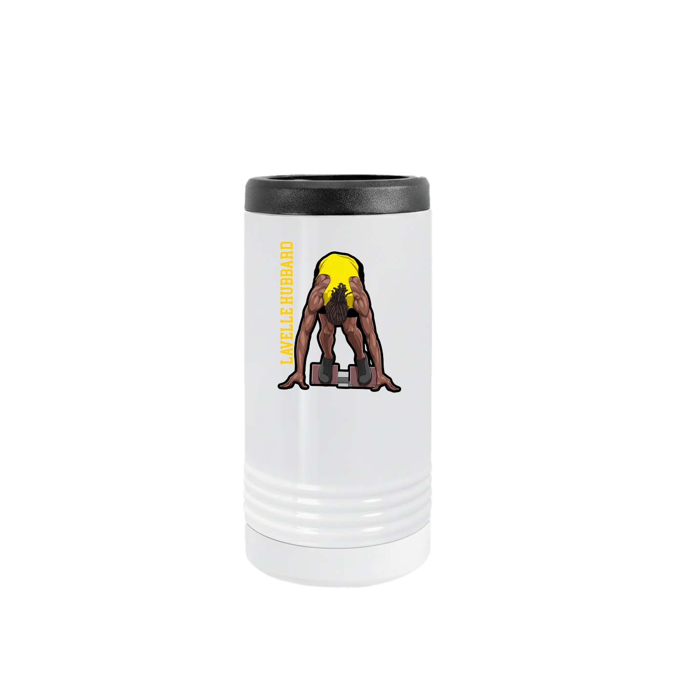 Slim Beverage Holder — Name Vertical in White
