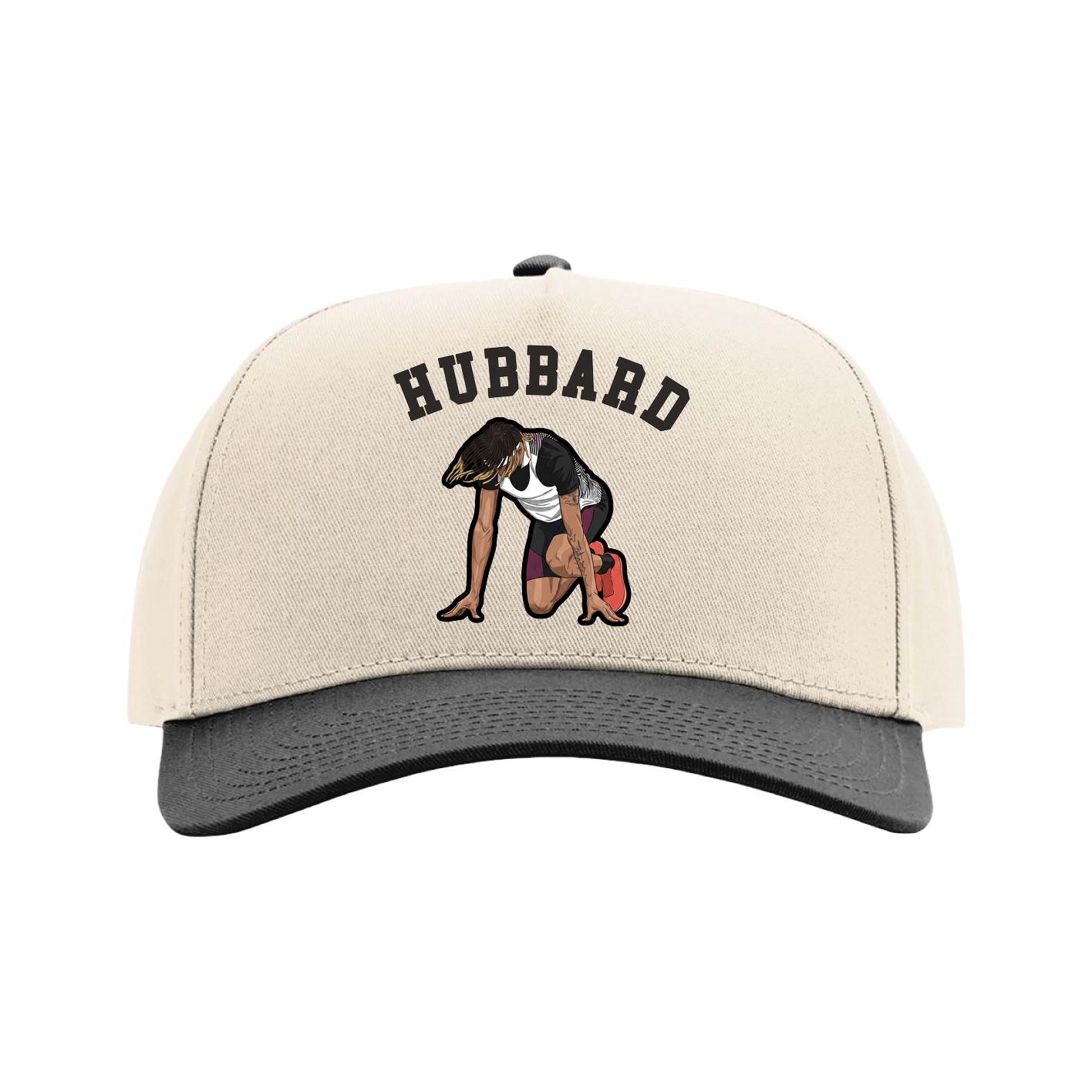 Full Fabric Five-Panel Champ Cap — Shirsey Arch in Cream/Black