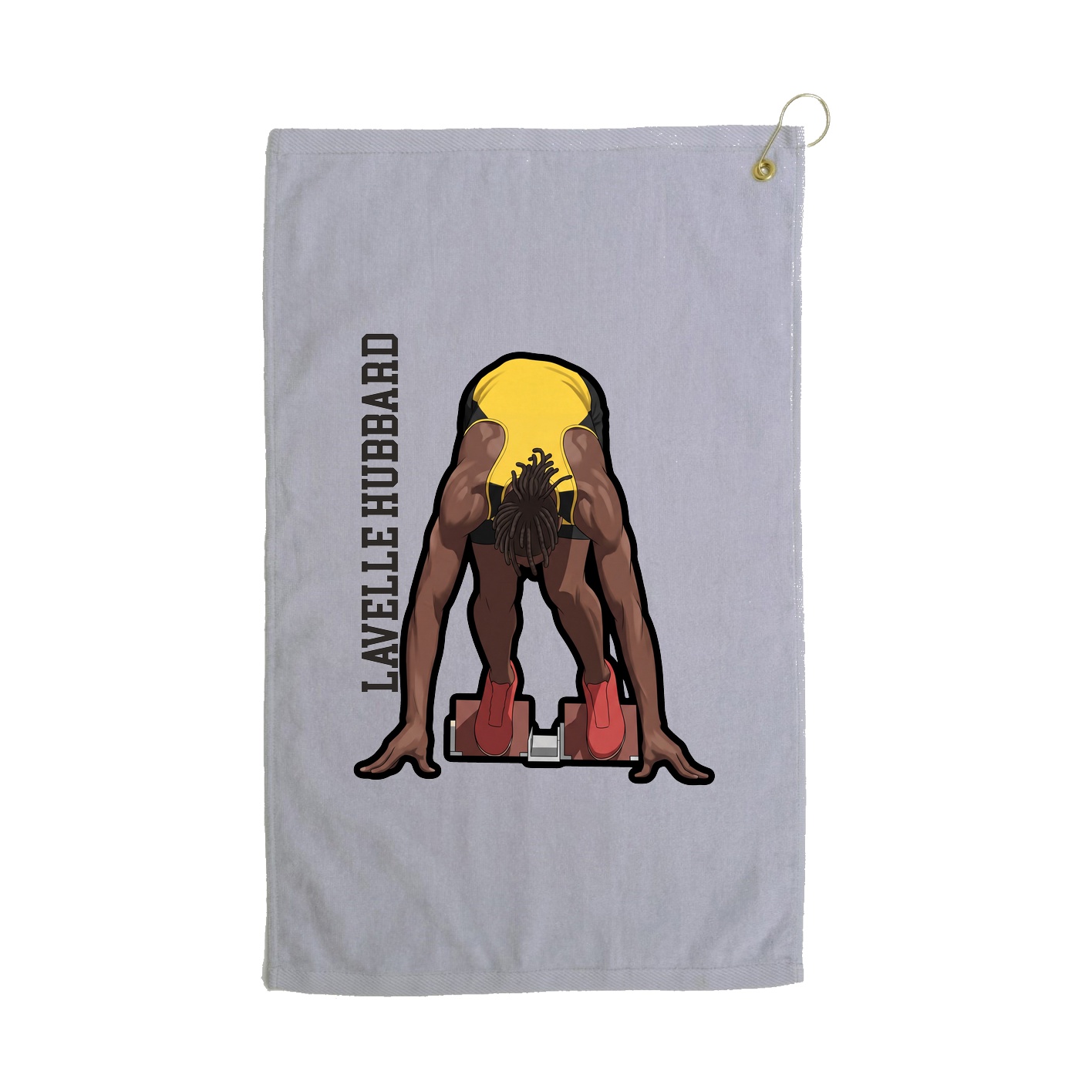 Golf Towel — Name Vertical in Grey