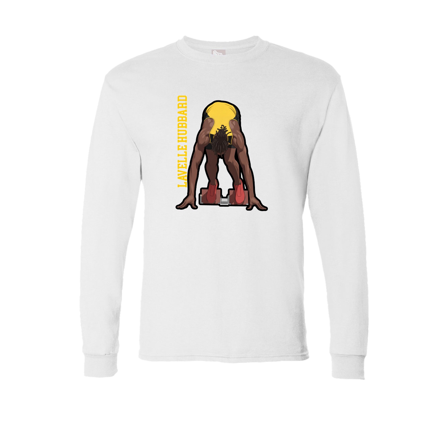 Long Sleeve Tee — Name Vertical in White