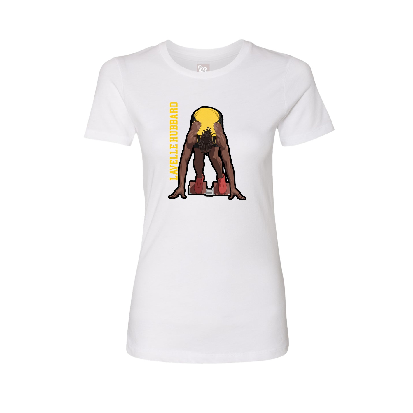 Womens Tee — Name Vertical in White
