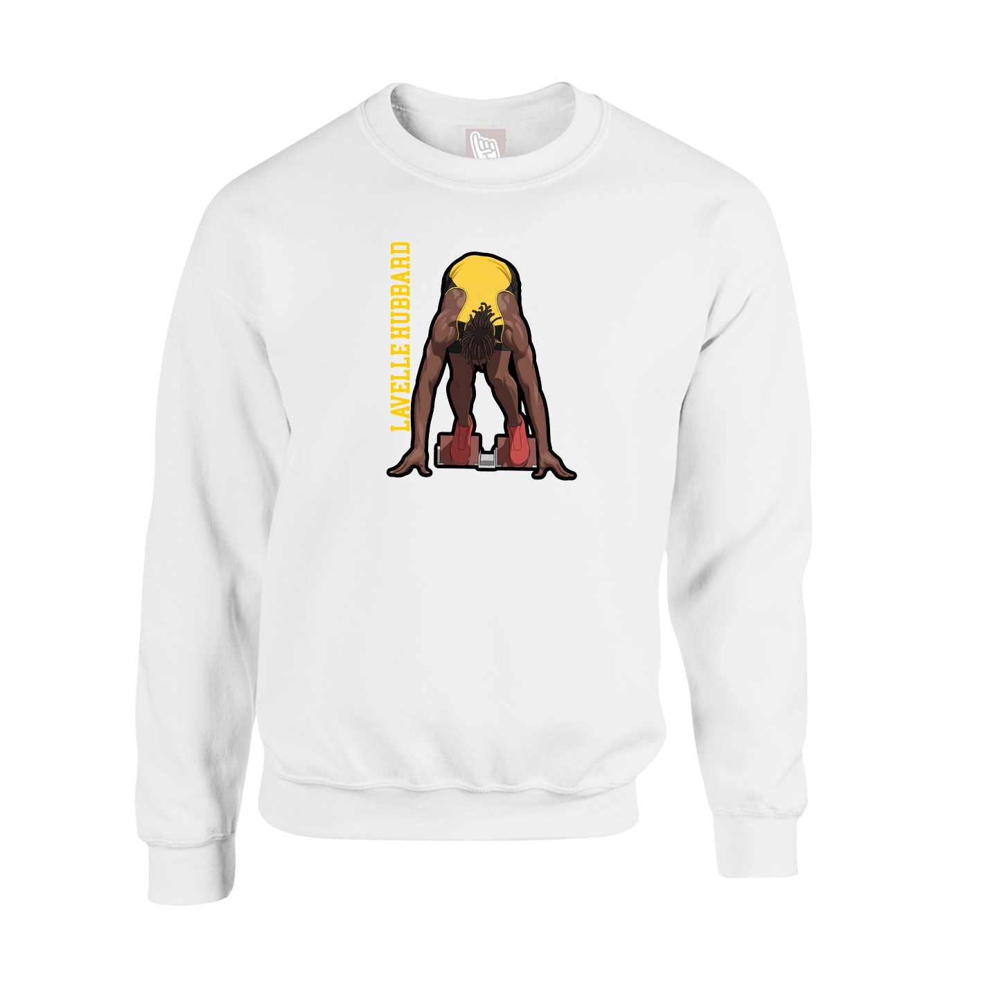 Fleece Crew — Name Vertical in White