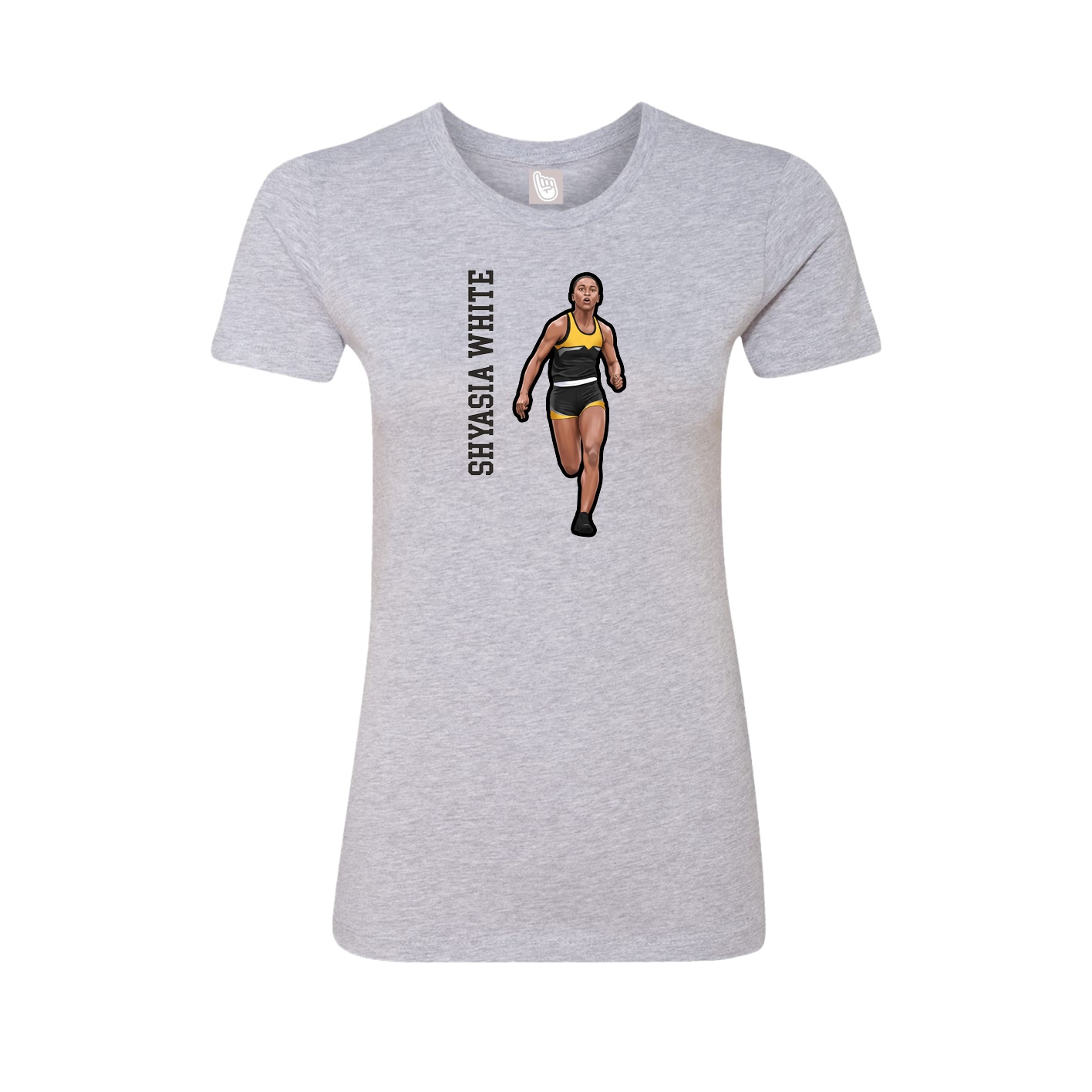 Fitted Women's Tee — Name Vertical in Grey
