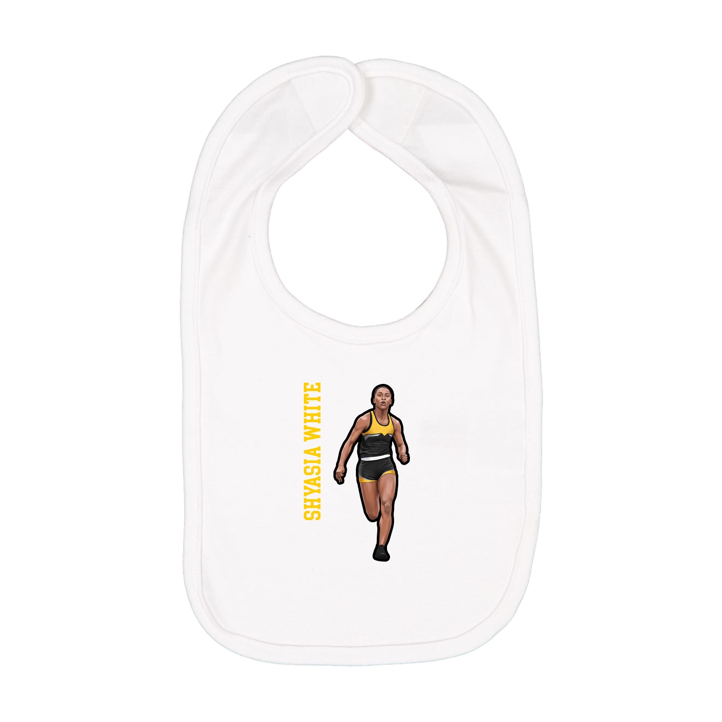 Infant Bib — Name Vertical in White